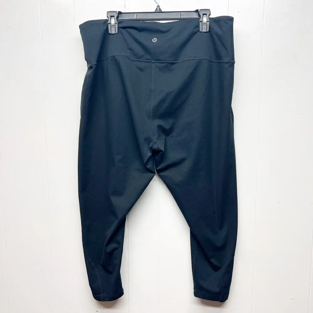 Core 10 Activewear Crossover Waist Womens Crop Leggings Size 3X Activewear Black - Image 5