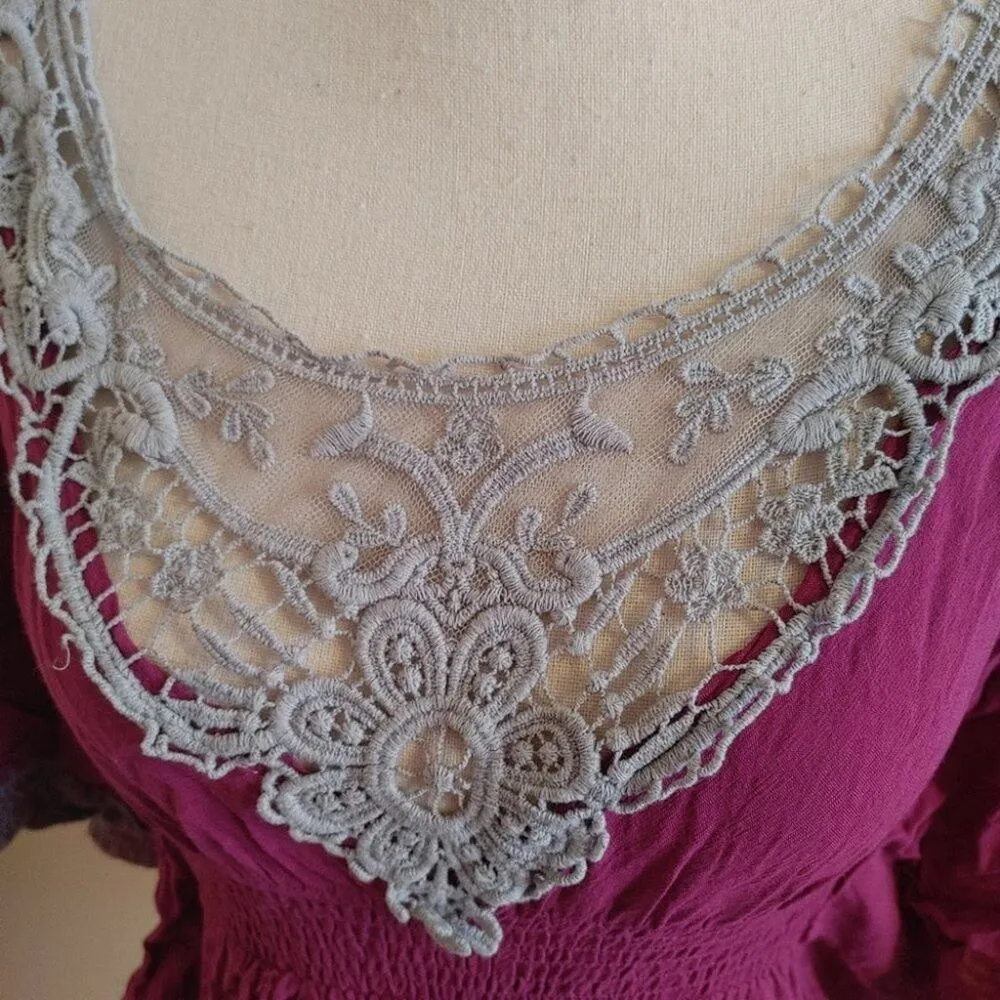 Charming Charlie Size Small Purple Grey Gray Blouse Embroidered Flowy Chic Boho - Image 7