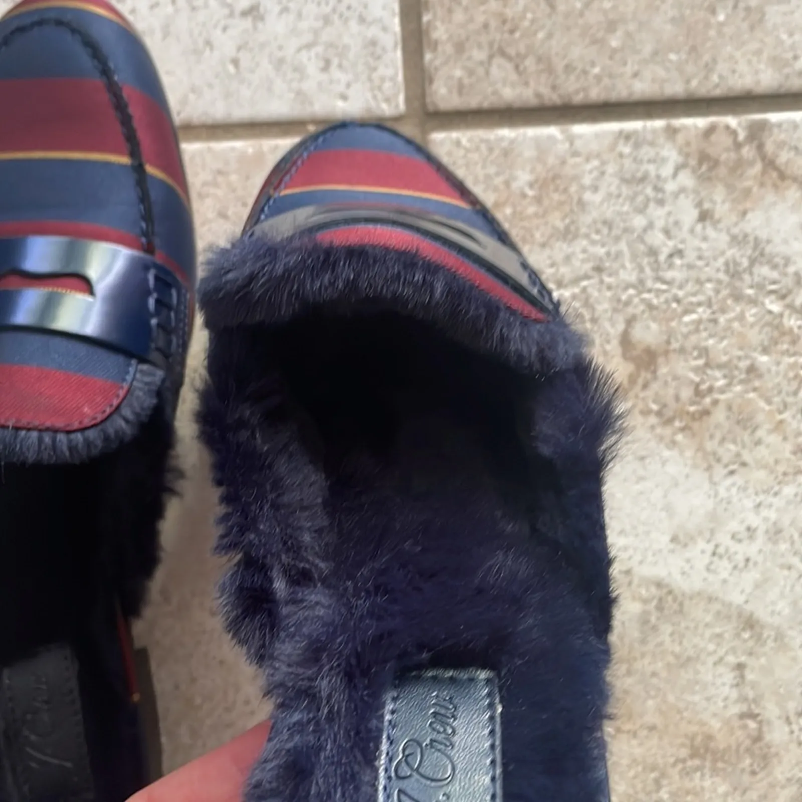 J. Crew Shoes Faux Fur Academy Penny Loafer Mule In Stripe - Image 6