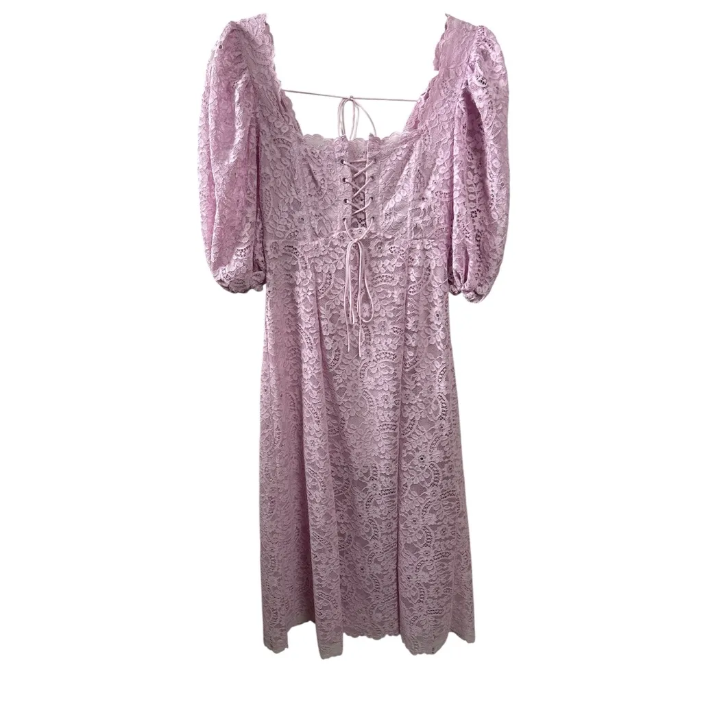 For Love & Lemons Carmela Purple Lace Tie Front Cottagecore Midi Dress Small NWT - Image 5
