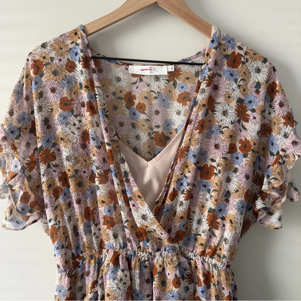 Astr the Label Revolve Multicolor Flutter Sleeve Mini Sundress Ruffle Lined pink - Image 3