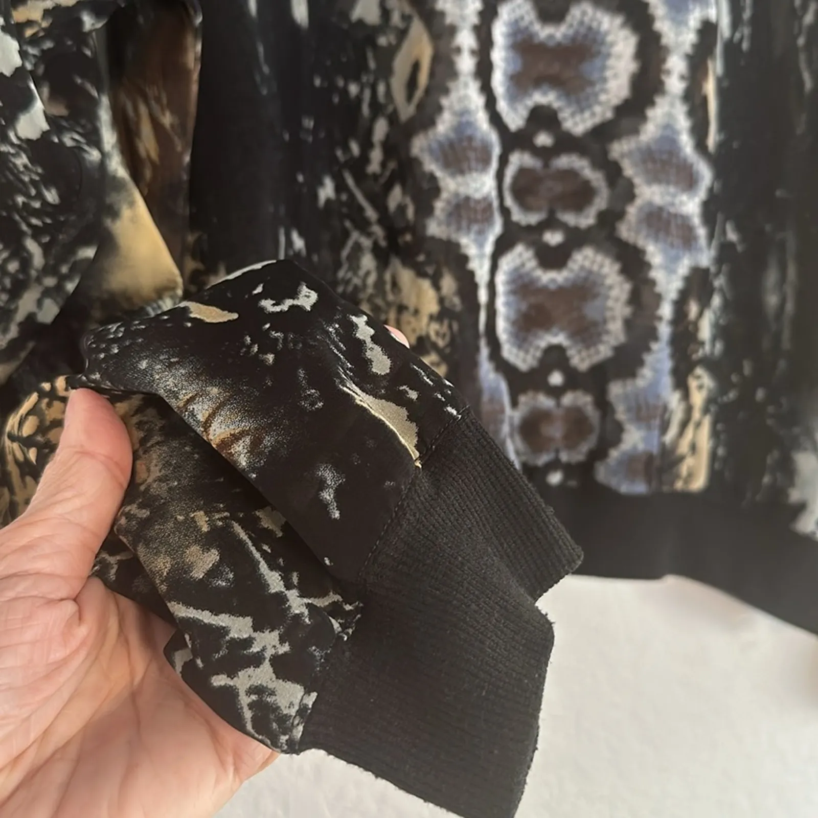 CAbi Sheer Chiffon Python Snakeskin Top Long Sleeve Mobwife Y2K Goth Boss Babe - Image 4