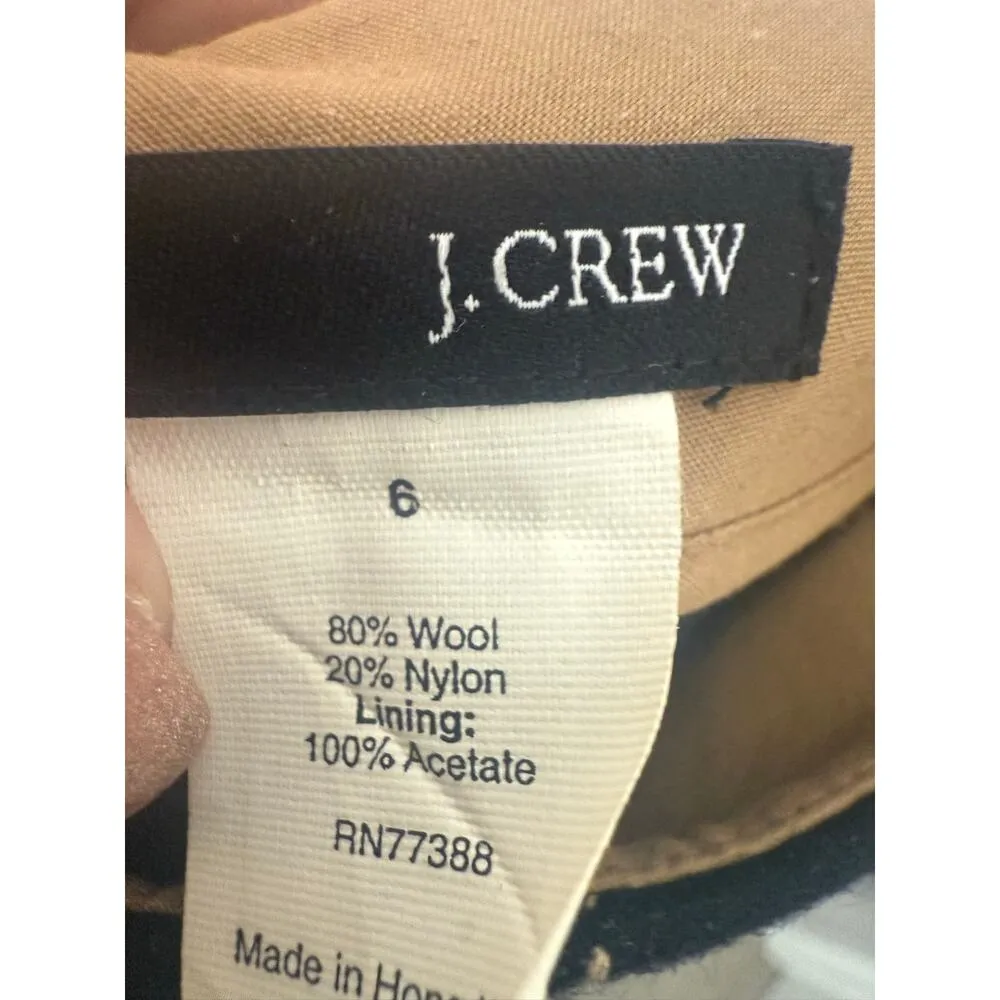 J.Crew Black Wool Tan Stitch Accent Pencil Skirt Workwear Preppy Pockets Size 6 - Image 3