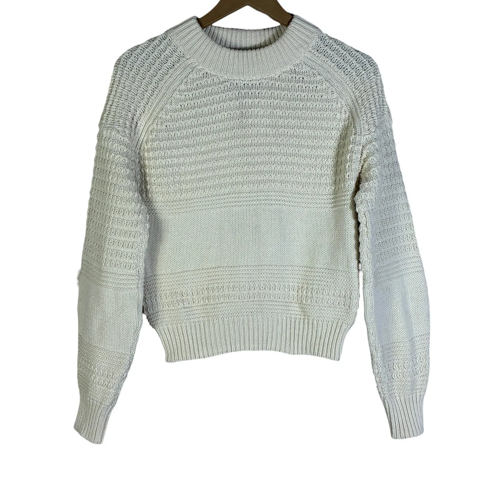 Universal Thread Cotton Knit Sweater Womens XS Cream Cozy Clean Girl Minimalist - Image 2