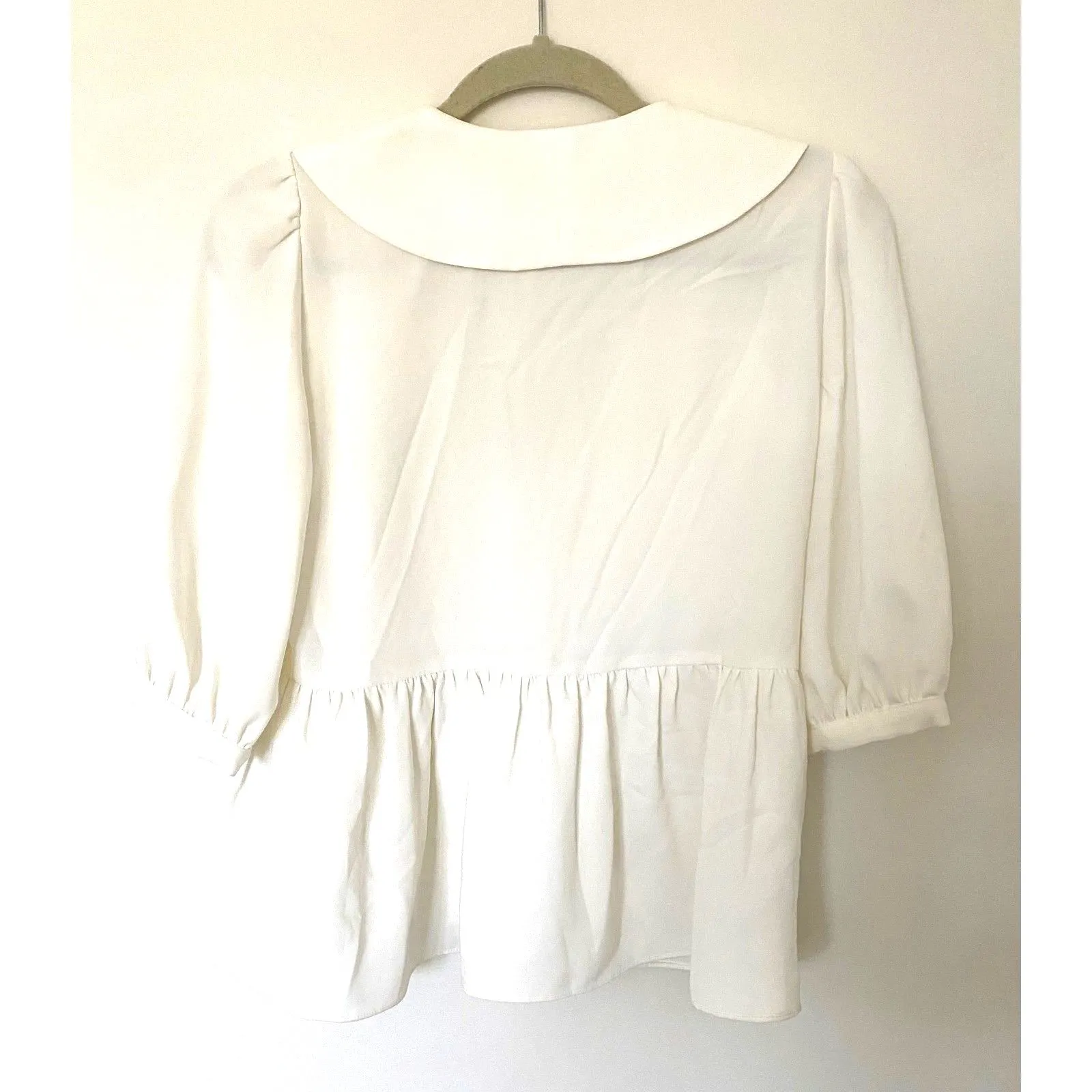 Amanda Uprichard Ivory Evangeline Blouse Balloon Sleeve Revolve Chic Top Sz XS - Image 3