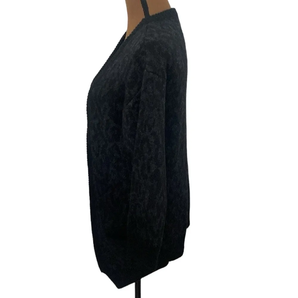 IRO Jasek leopard print longline alpaca wool blend cardigan charcoal black sz XS - Image 6