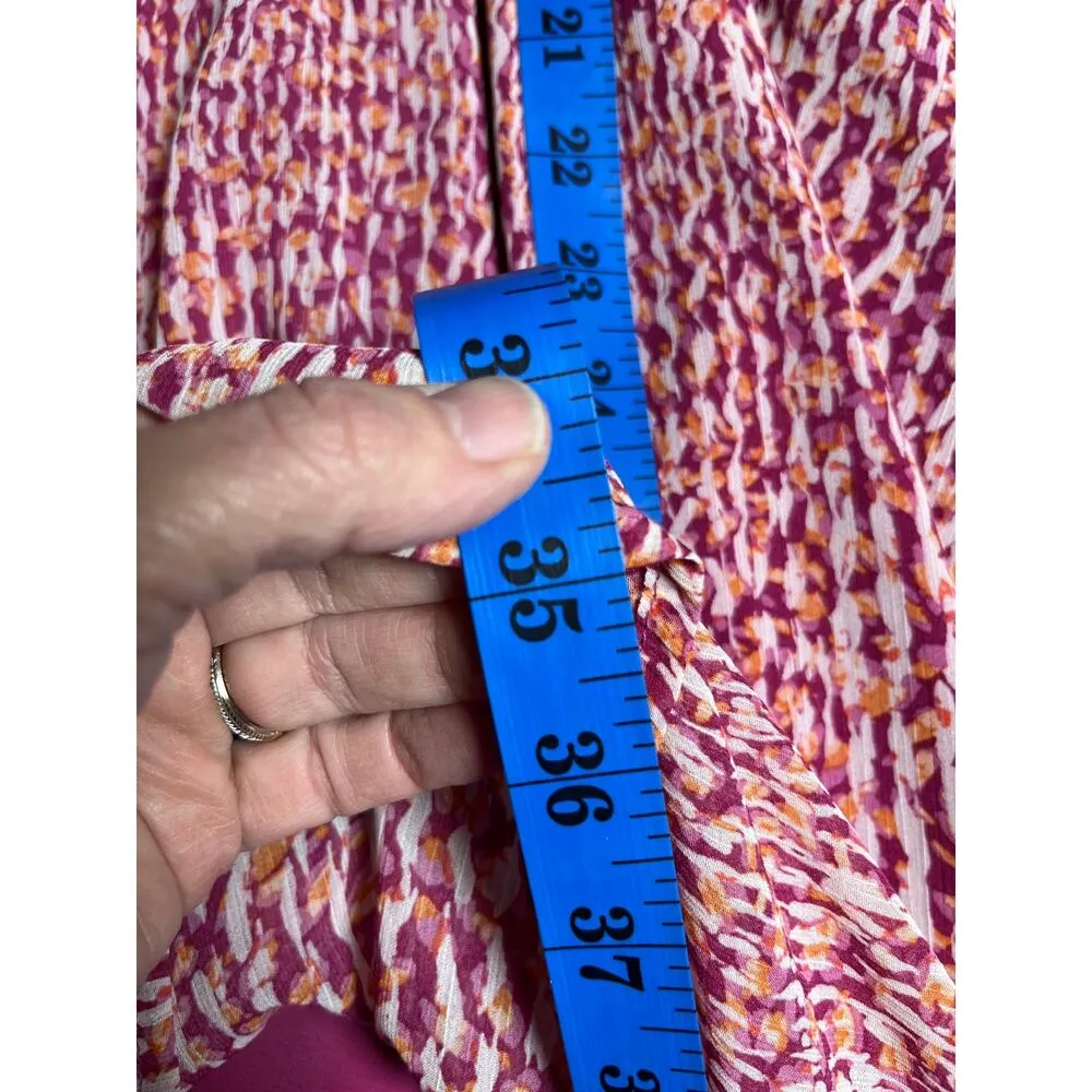 Evereve Women Small Dress‎ Pink Orange Mini V Neck Flowy  Lined FairyWhimsy - Image 9