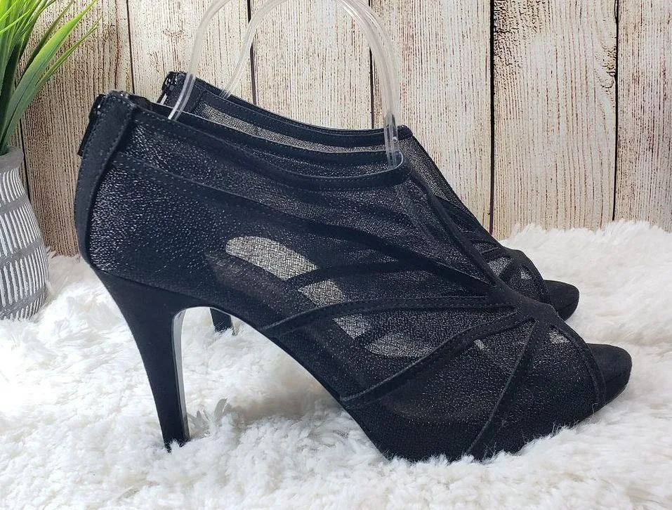 M BY MARINELLI Women's Size 8 Black Caged, Open Toe, Zip Up Heels - Image 13