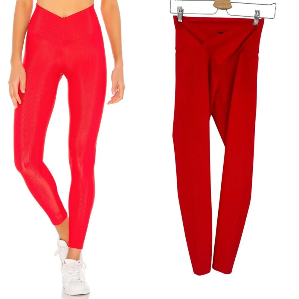 Beach Riot Cara Rib Leggings Red Crossover‎ Front Size Medium - Image 2