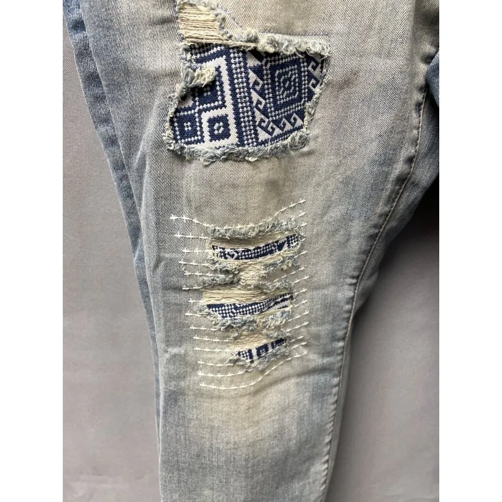Lane Bryant Women's Faded Blue Jeans Capri/ Patchwork Sz-16 SKU 3455 - Image 3