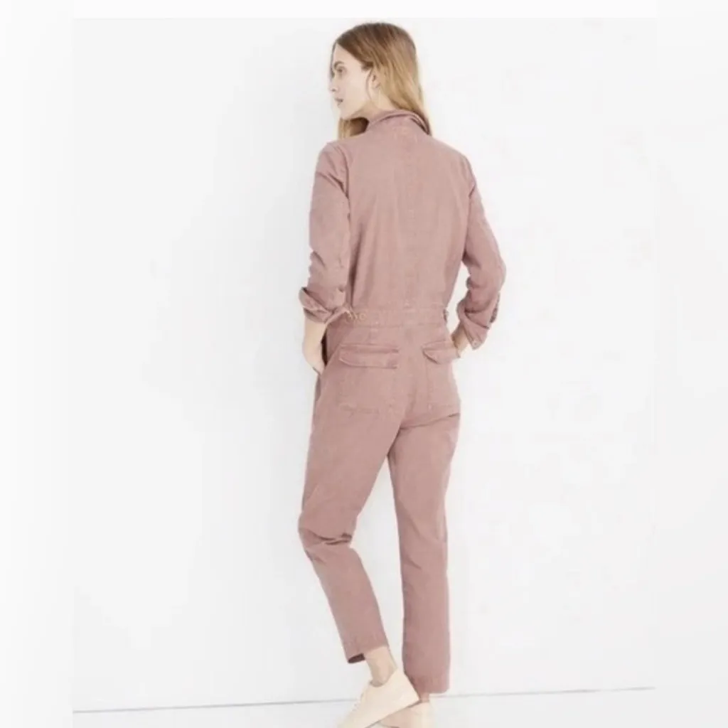 Madewell Long Sleeve Denim Jumpsuit in Dried Rosebud Utility Overalls, Sz S - Image 2