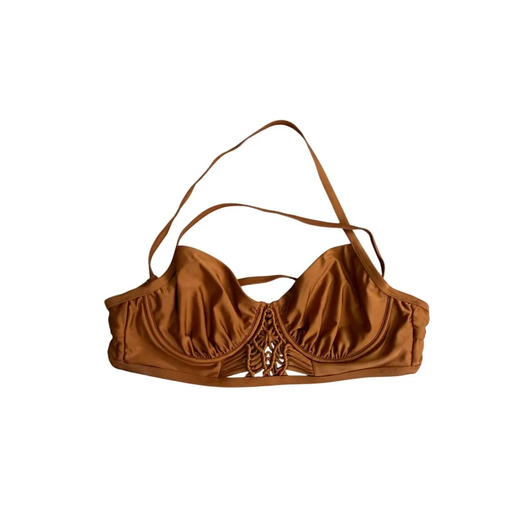 SWIMSUITS FOR ALL Copper Bronze Bikini Woven Top Size 18 Brown - Image 8