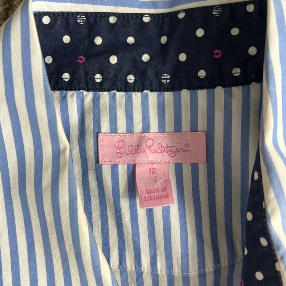 Lilly Pulitzer Striped Button Up Ruffle Shirt - Image 3