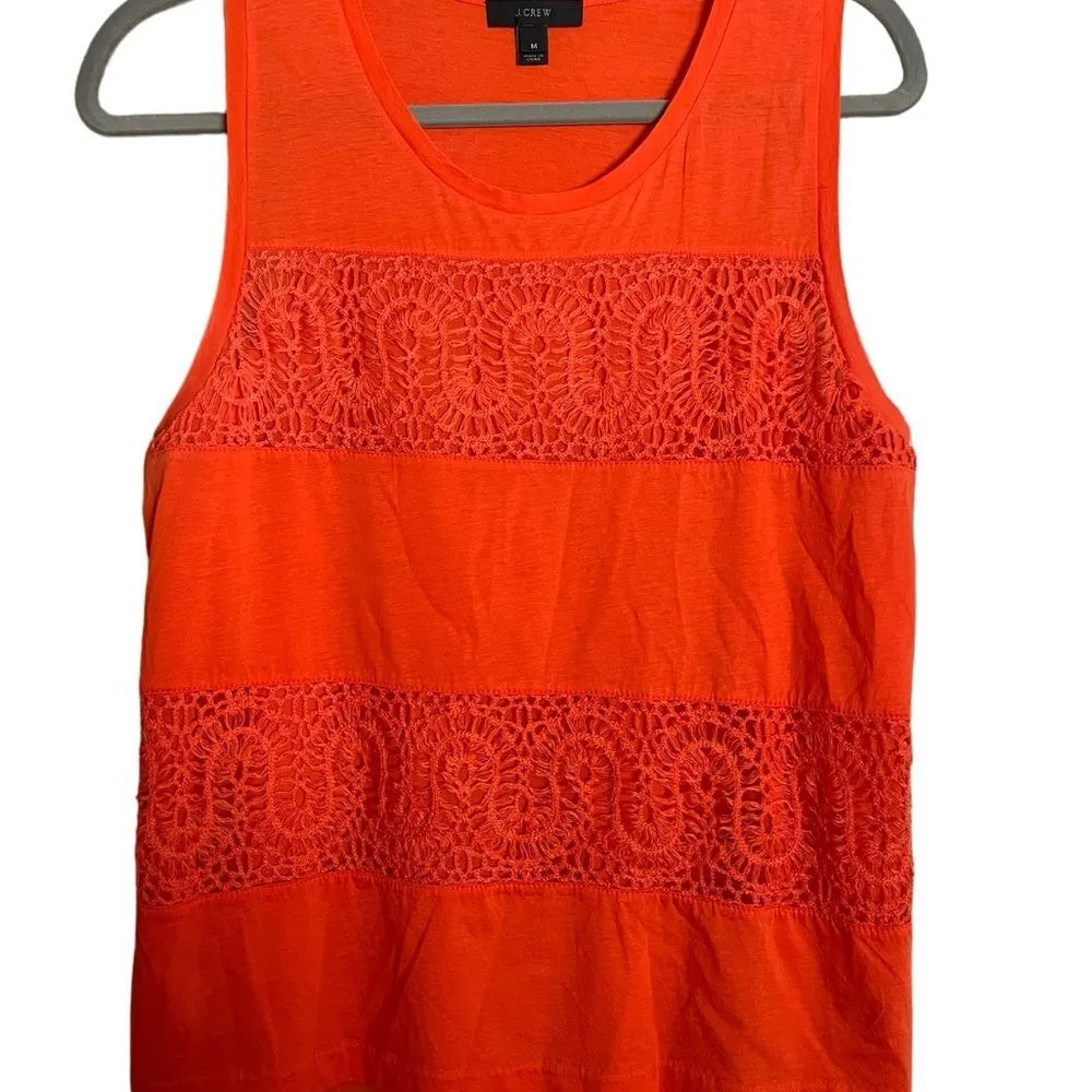 J. Crew Orange Lace Panel Tank Top Blouse M - Image 4