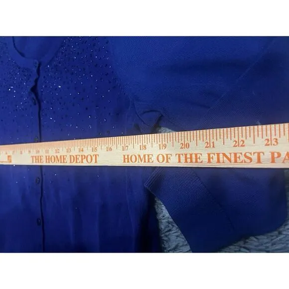 Talbots Navy Blue‎ Cardigan Button Up  Knit Long Sleeve Sweater Size X - Image 5