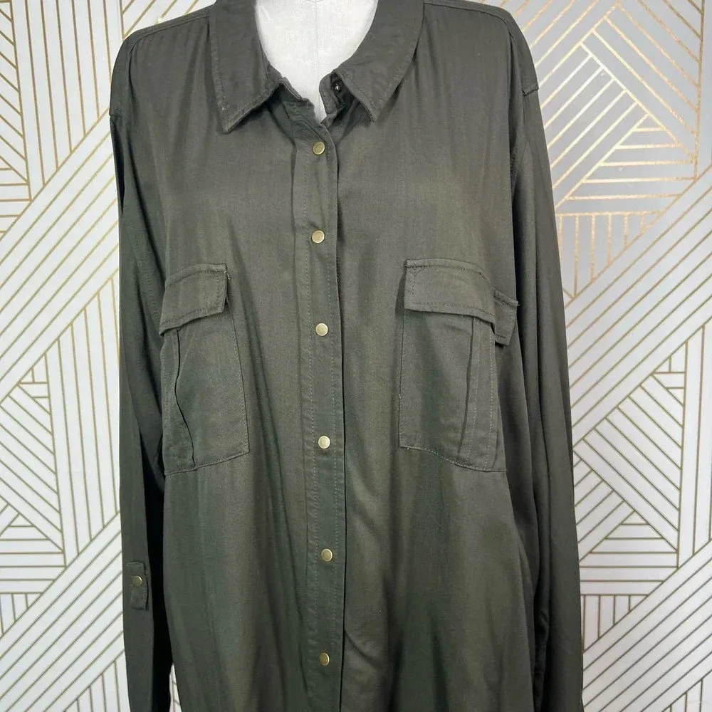 City Chic Thyme Miss Military Shirt Green Size‎ XL / Plus Size 22 - Image 6