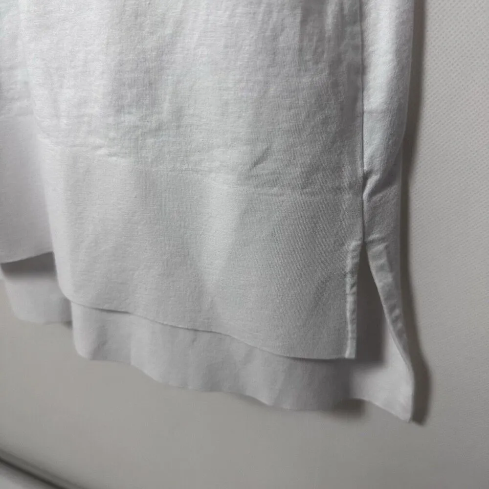 Habitat Top Womens White Oversized Scoop Neck Boxy Split Hem Casual Basic M - Image 5