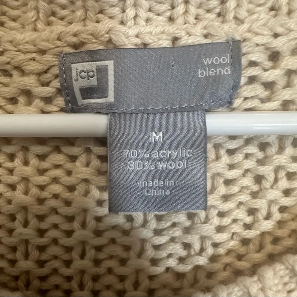 Jcp womens sweater pullover knit wool blend size M Tan Size M - Image 2