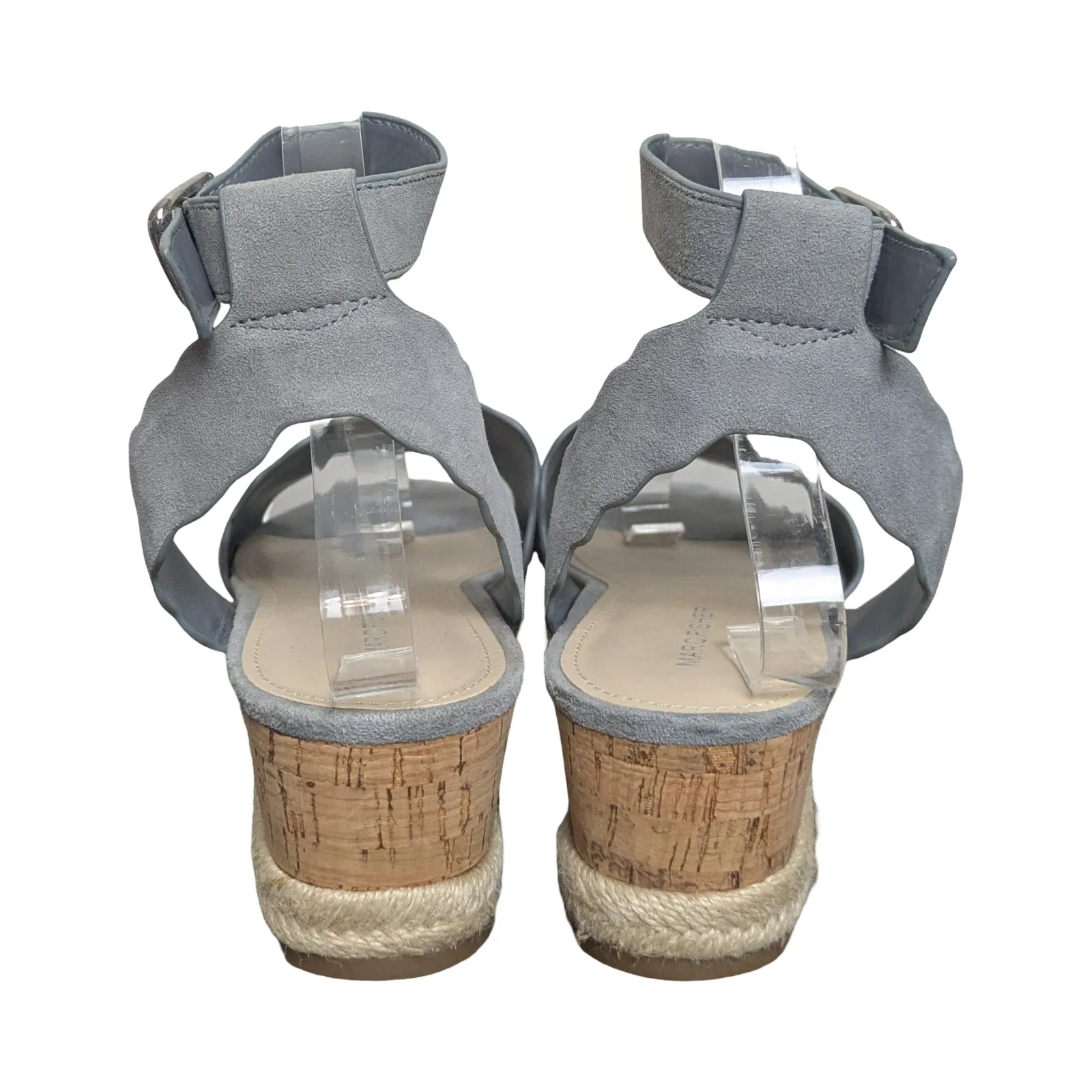 Marc Fisher Blue Suede Faitful Scalloped Wedge Espadrilles 8.5 - Image 4