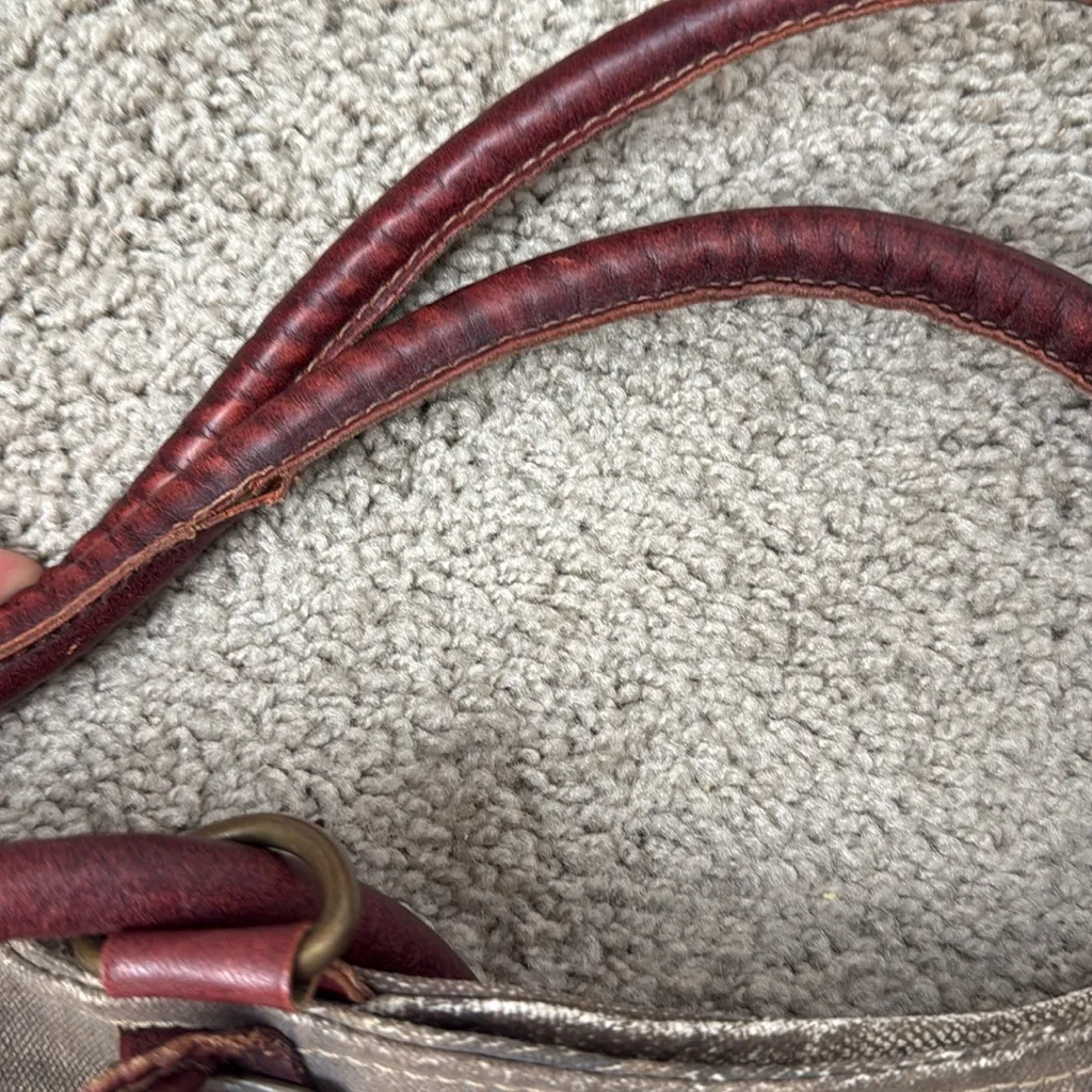 Mona B. Two In One Canvas Tote Shoulder Backpack Bag with Vegan Leather Trim Brown - Image 8