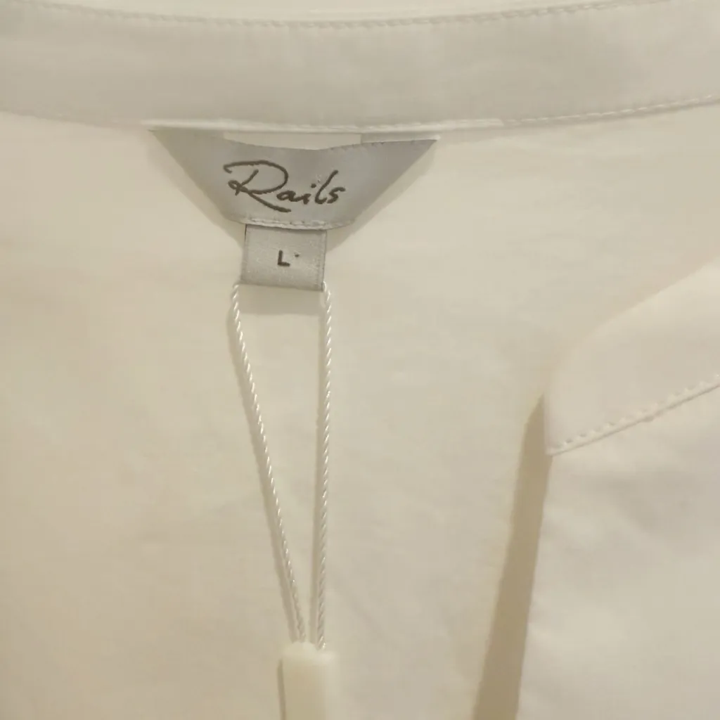 RAILS Ivy Dress NWT White Cotton Poplin Drawstring Waist size Large - Image 3