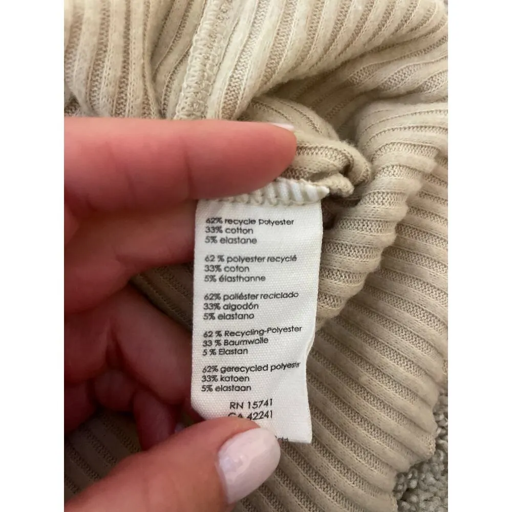 P.J. Salvage Beige Ribbed Long Sleeve Loungewear Top Small - Image 5