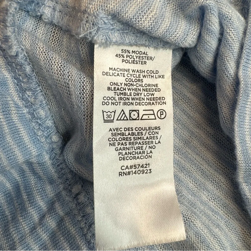 LOFT Women's Stripe Ruffle Soft Tee T Shirt Blouse Top M Med Medium Blue White - Image 10