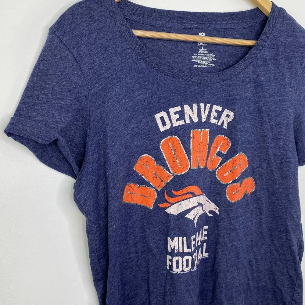 NFL Team Apparel Denver Broncos Blue Short Sleeve T-Shirt Women's Size Large L - Image 3