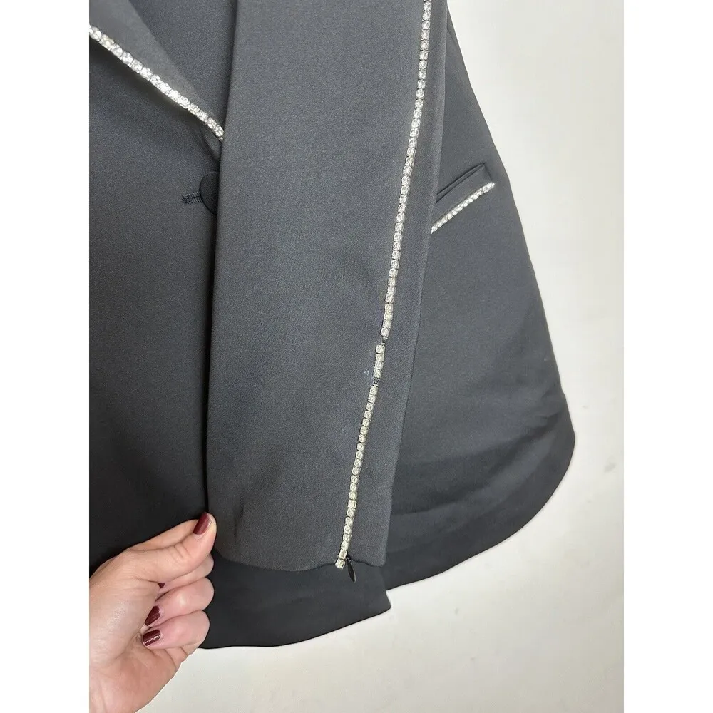 Good American Scuba Crystal Stud Lined Notch Lapel Long Sleeve Blazer Size M NWT - Image 10