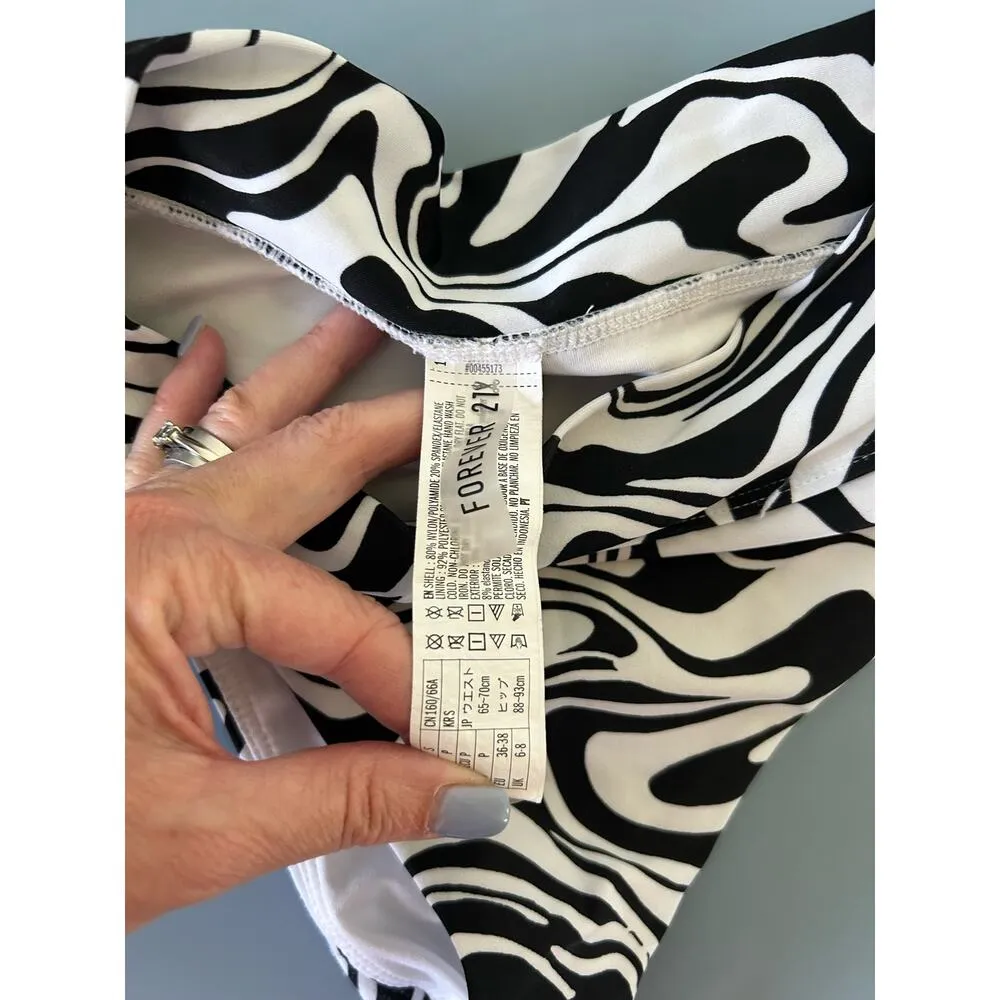 Forever 21 womens bikini two piece size S black and white - Image 6
