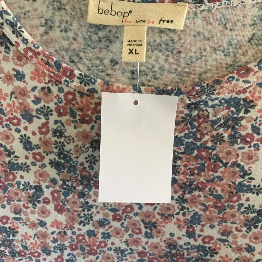 BeBop Juniors' Multicolor Floral Printed Tiered T-Shirt Stretch Dress Size XL - Image 5