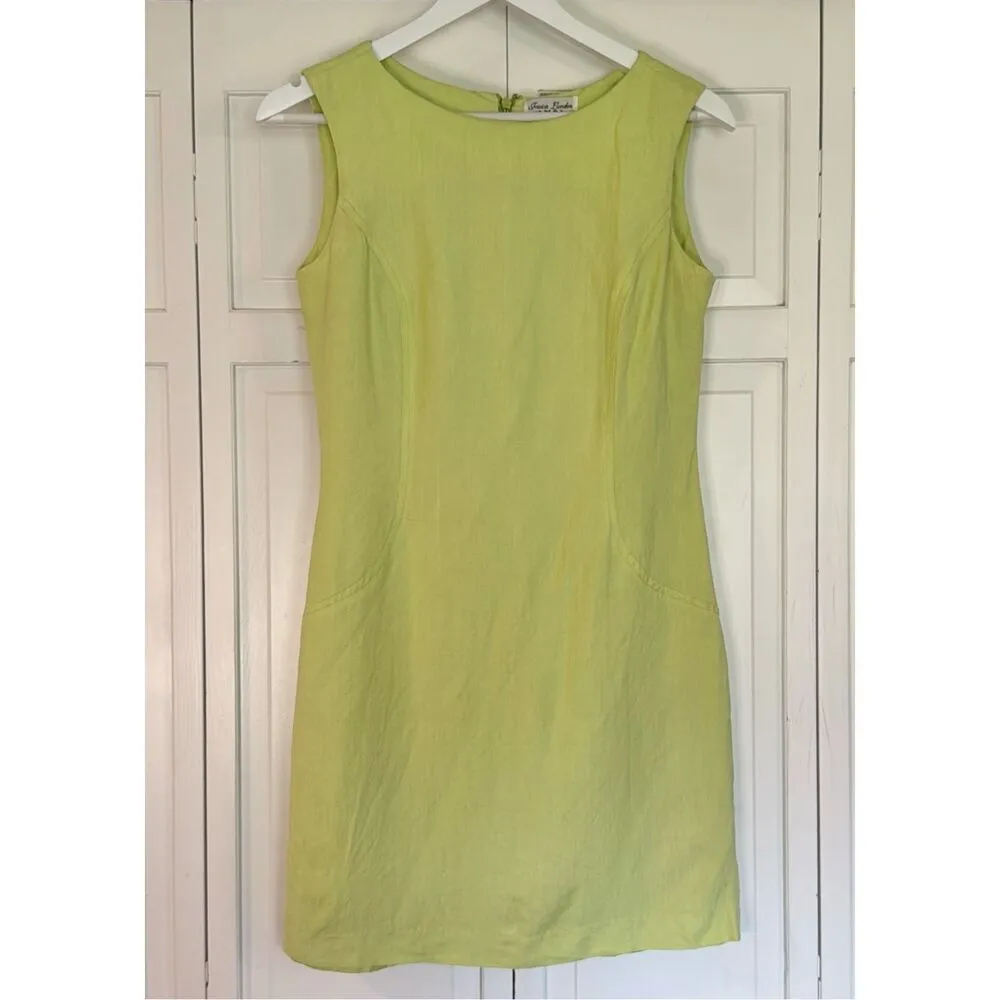 Jessica London Vintage Linen lime green shift dress 6 - Image 3