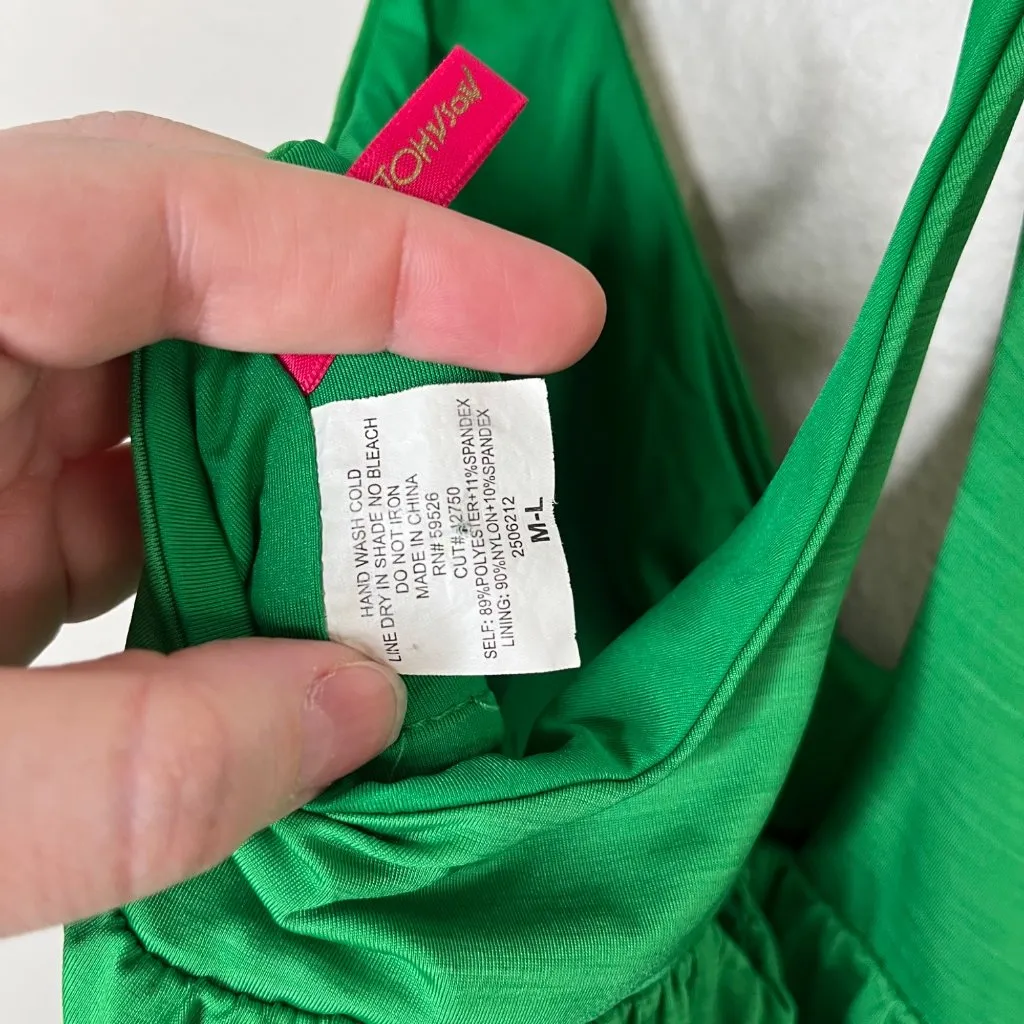 Betsey Johnson Swim Kelly Green Retro Swim Cover Dress M-L - Image 6