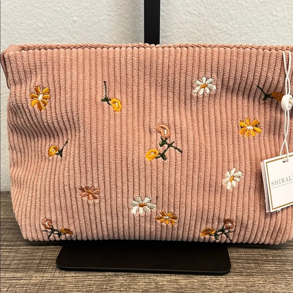 ✨Embroidered Mauve Corduroy Clutch/Make-up Bag 🌼 - Image 4