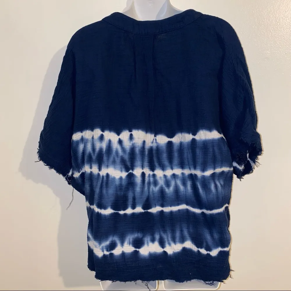 Young fabulous & broke YFB Blue tie-dye raw hem tunic size S/M NWOT - Image 11