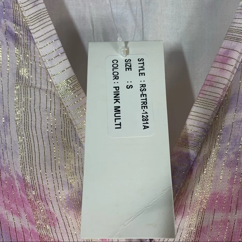 Rococo Sand Etre Metallic Long Sleeve Maxi Dress Pink Multi size Small Purple - Image 8