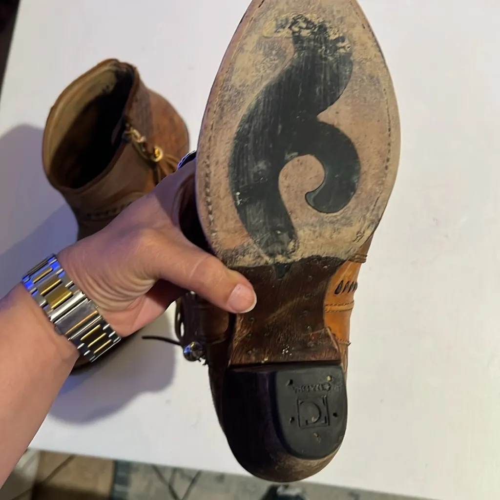 Cuadra Brown Leather Ankle Boots with tassel 9.5 - Image 11