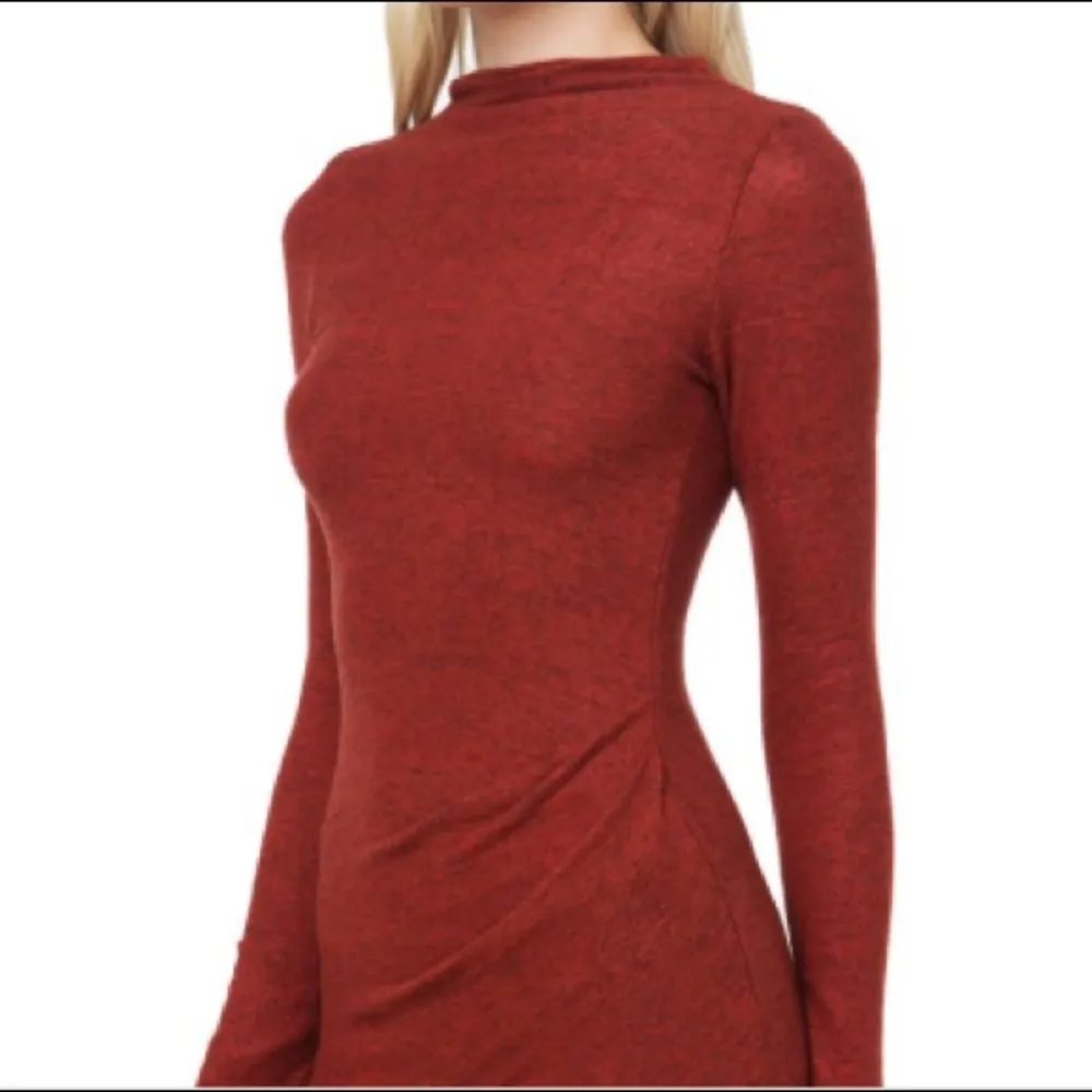 Akira Midi Rust Ruched Dress - Image 3