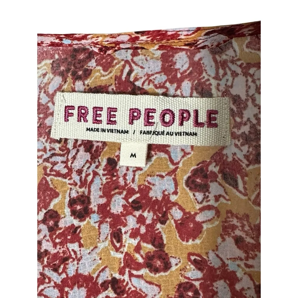 Free People Lorraine Tiered Kimono Top In Mustard Combo Size Medium Tunic #CC3-7 - Image 4