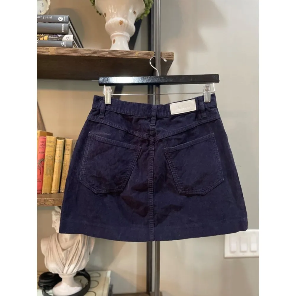 RE/DONE 70s Pocket Mini Corduroy Mini Skirt Blue Womens 28 / Medium - Image 7