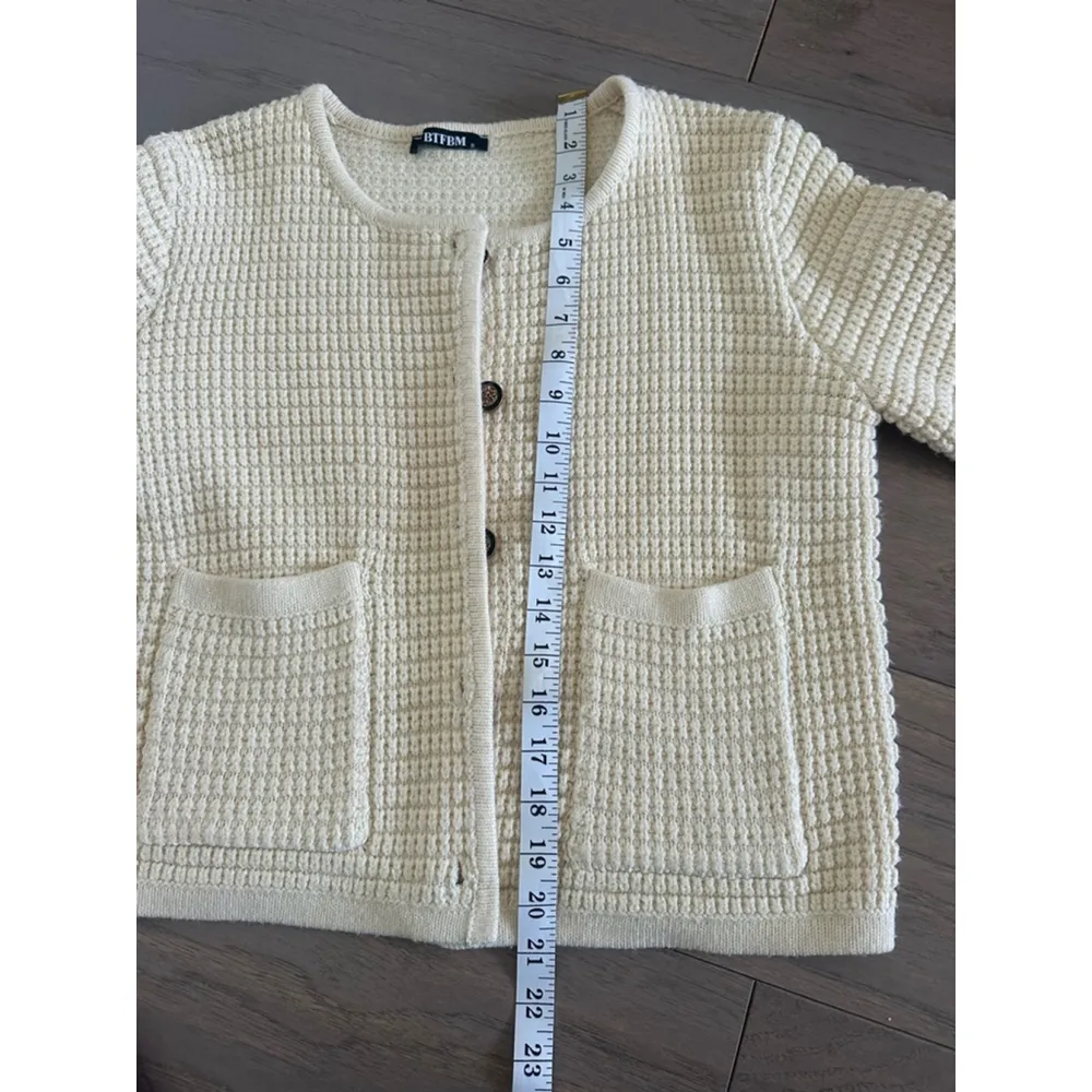 Chunky Knit Cardigan Sweater Button Down Long Sleeve - Image 8