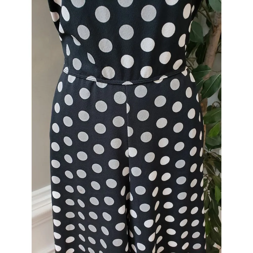 Free Option Jumpsuit Womens Small Black Polka Dot Wide Leg Loose Fit Back Zip - Image 11