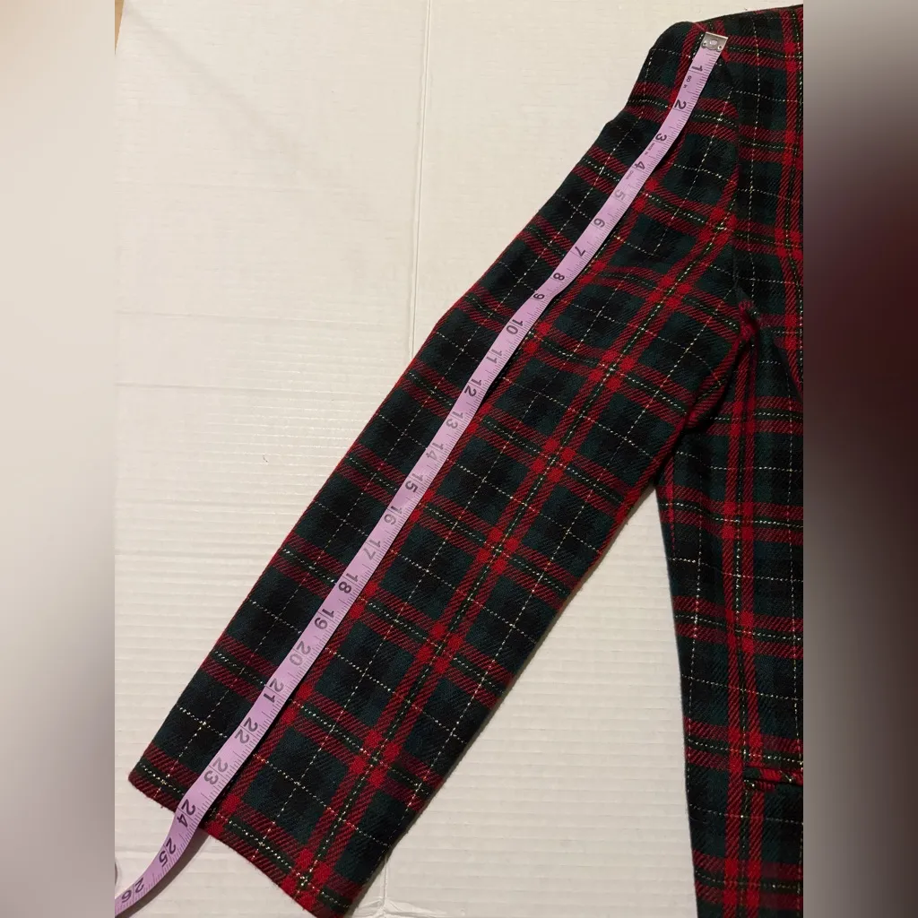 Sag Harbor Women Vtg Tartan Plaid Single Breasted Wool Blend Holiday Blazer - Image 9
