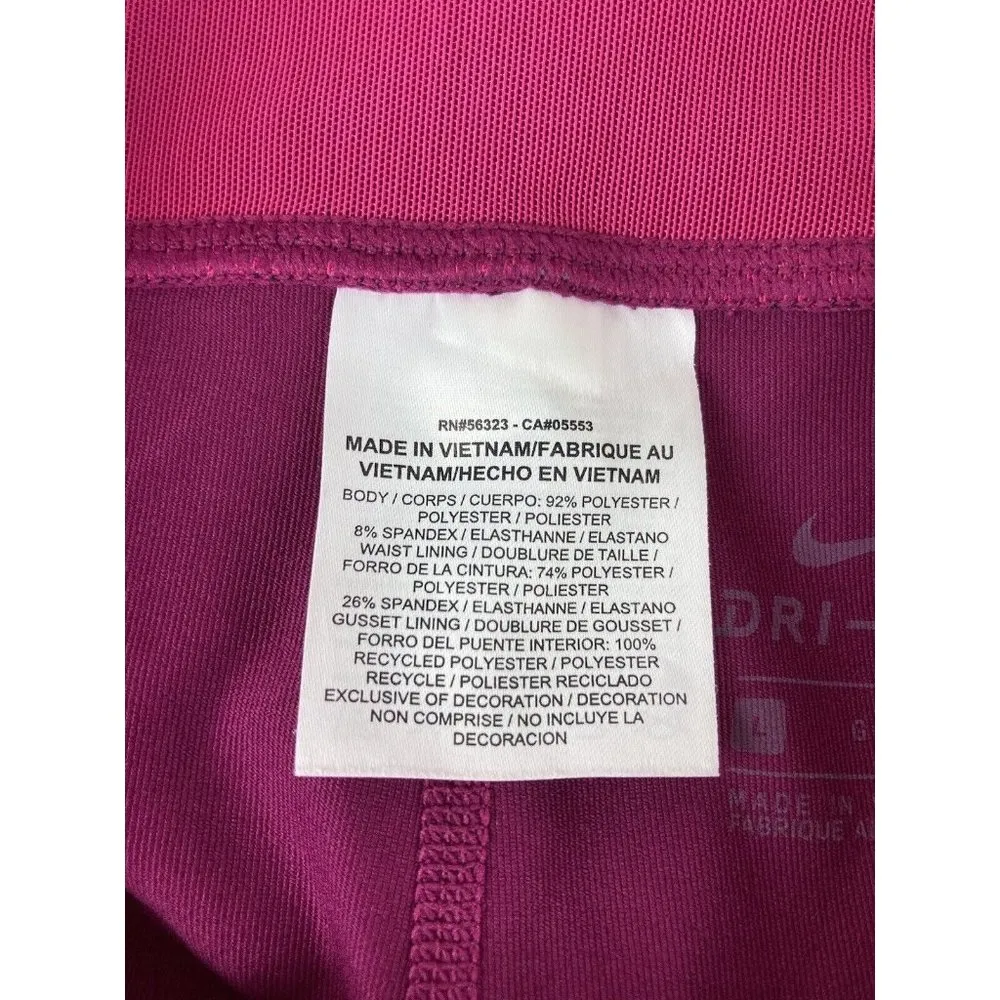New Nike Womens Dri-Fit Power Tight Running Legging Maroon Color Block Womens Lg - Image 5