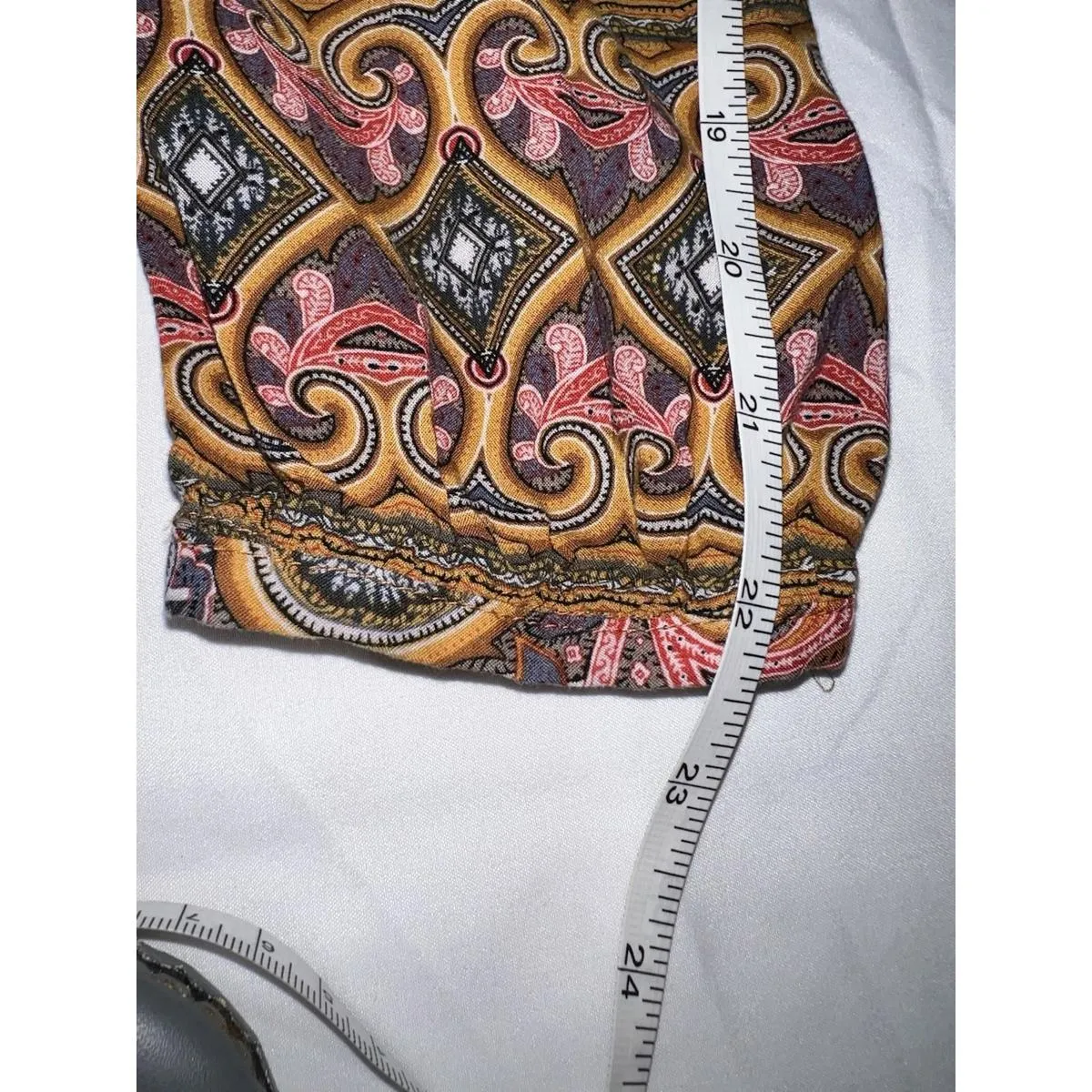 Crosby Boho Paisley Blouse Multicolor Rayon Peasant Top Drawstring Hem W Large - Image 13