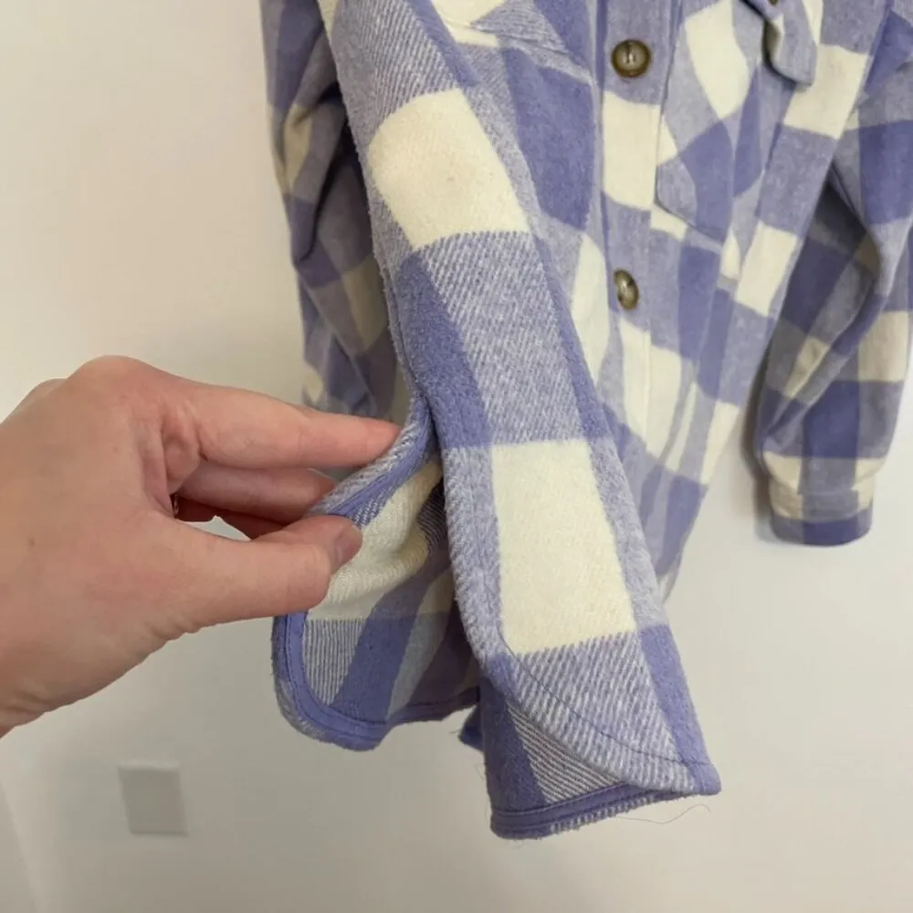 WILD FABLE Lilac Lavender Purple Cream Ivory Plaid Oversized Fit Shacket Jacket - Image 10