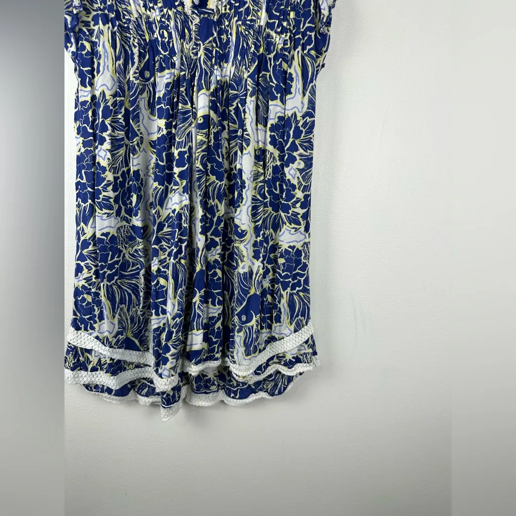 Poupette St. Barth x Vilebrequin Sasha Mini Dress Blue Floral Women’s Sz L - Image 4