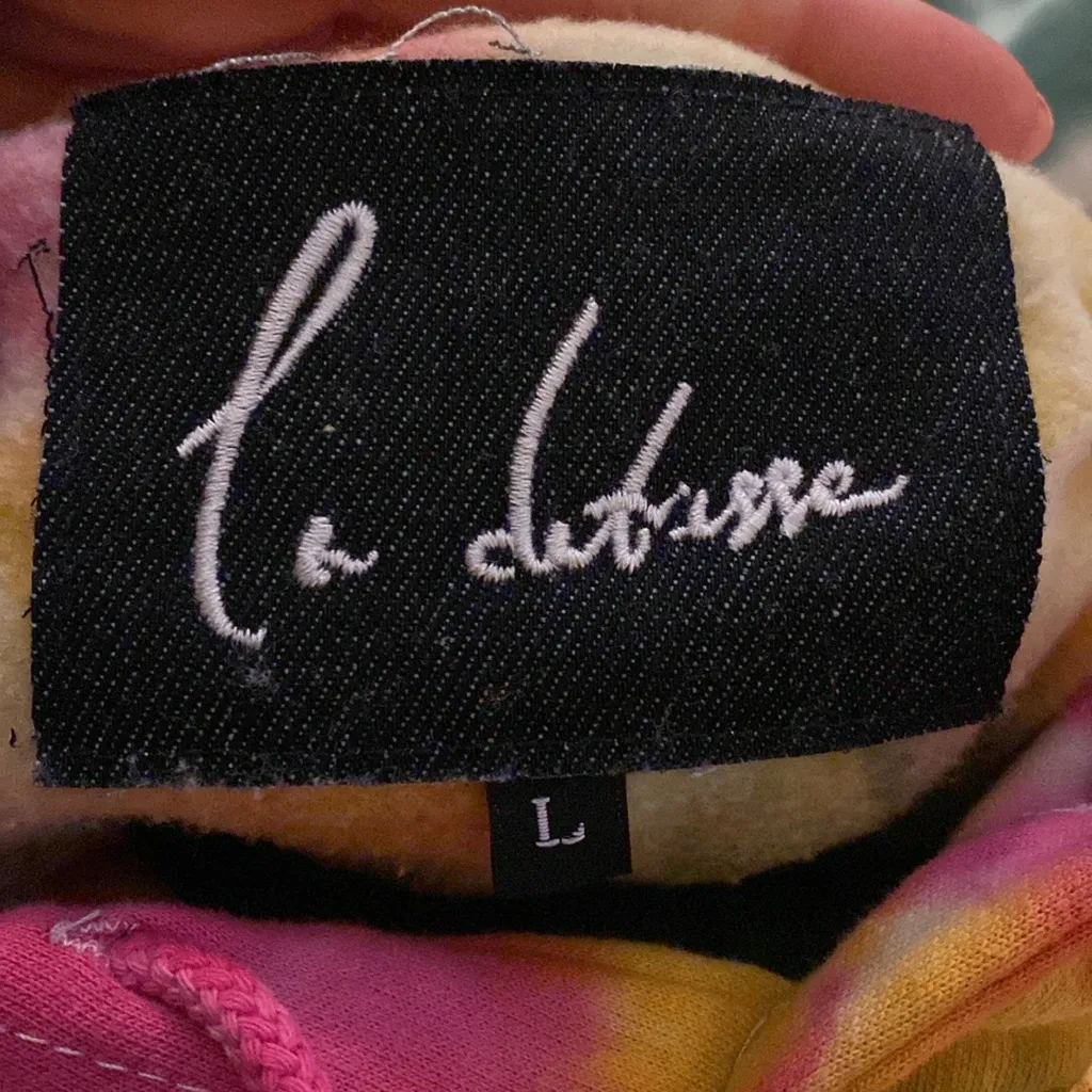 NWT La Detresse Tropicali Tie Dye Hoodie Size Large Yellow Pink Blue Orange - Image 4