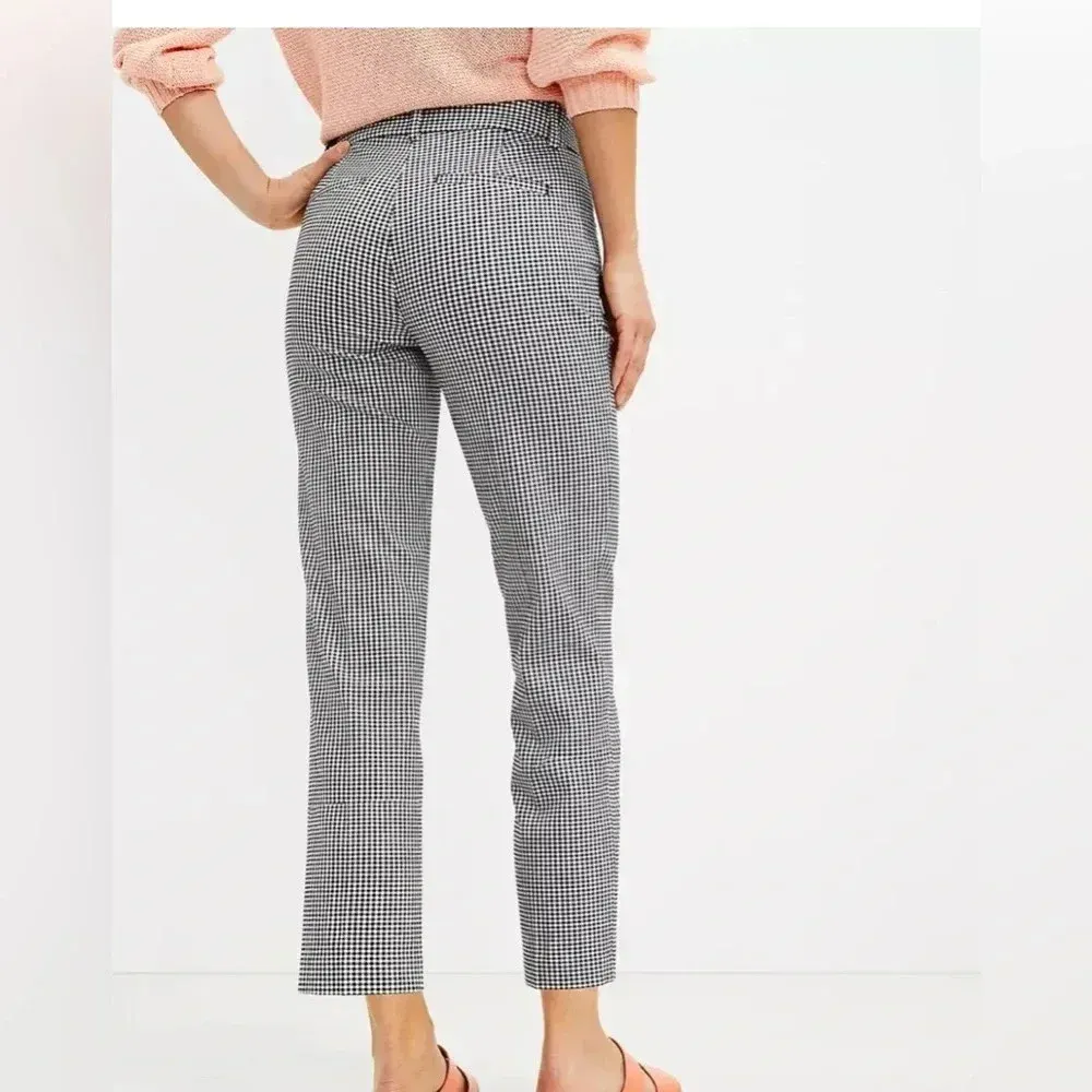 Loft Women’s‎ Gingham Black White The Riviera Slim Ankle Pants Casual Stretch 12 - Image 2