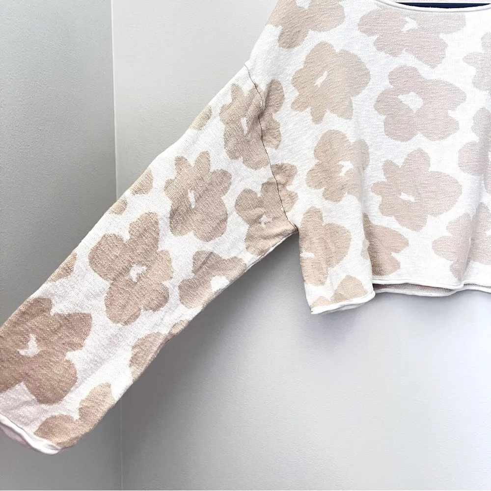 Promesa Flower Box Floral Cropped Knit Sweater Size Small - Image 3